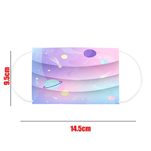 Gpure 50 PC/Caja Niña Desechables Púrpura Cielo Estrellado 3Ply Tela No Tejer ?Á????????? Ranspirables Filtro Humo ProteccióN Antipolvo A Prueba Exteriores Orejera EláStica Bufanda