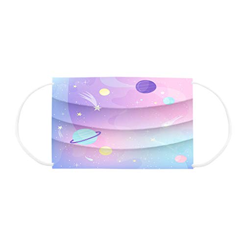 Gpure 50 PC/Caja Niña Desechables Púrpura Cielo Estrellado 3Ply Tela No Tejer ?Á????????? Ranspirables Filtro Humo ProteccióN Antipolvo A Prueba Exteriores Orejera EláStica Bufanda