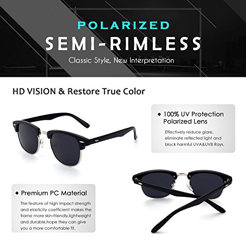 GQUEEN Gafas de sol polarizadas Hombre Mujer Bocina enculado Medio Marco GQO6