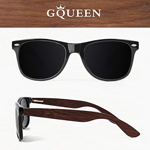 GQUEEN Gafas de sol Polarizadas Rectangulares Clásicas de Madera Para Hombres y Mujeres con Protección UV MOS08