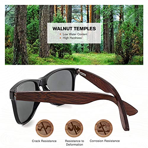 GQUEEN Gafas de sol Polarizadas Rectangulares Clásicas de Madera Para Hombres y Mujeres con Protección UV MOS08