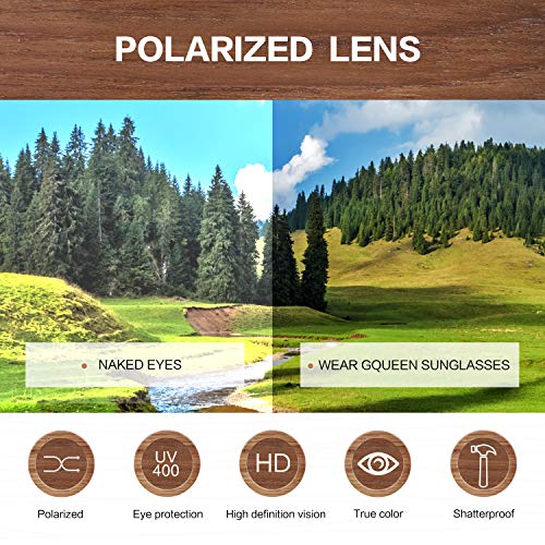 GQUEEN Gafas de sol Polarizadas Rectangulares Clásicas de Madera Para Hombres y Mujeres con Protección UV MOS08