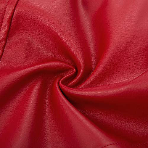 GRACE KARIN Falda Mujer Falda Tubo Cuero con Espalda Cruzada Cartera Cintura Ajuste para Fiestas Coctel Cermonia Rojo S DECL0025-2