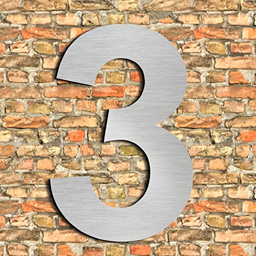 Gran número de casa cepillado 3 Tres -25.4cm 10in-made de sólido aspecto flotante de acero inoxidable 304, fácil de instalar