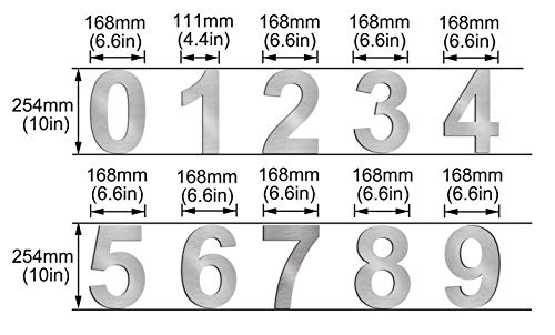 Gran número de casa cepillado 3 Tres -25.4cm 10in-made de sólido aspecto flotante de acero inoxidable 304, fácil de instalar