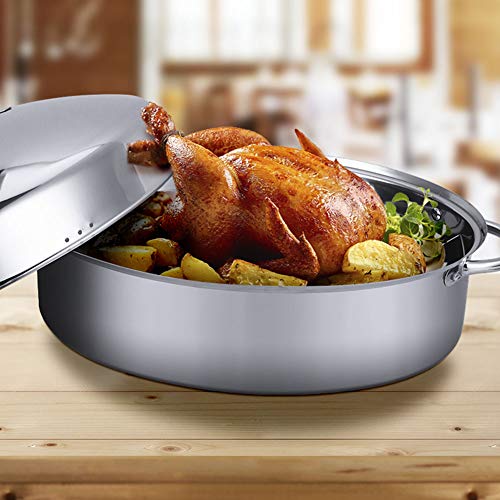 Grande Cocción Al Vapor Pescado Pavo, Pato Olla Sartén Acero Inoxidable Oval, Calentamiento Rápido Universal Para Cocina De Inducción, Estufa Multifuncional Regalo Cocina (Set B)