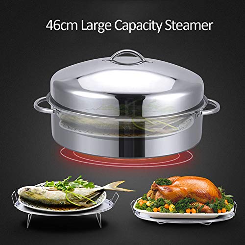 Grande Cocción Al Vapor Pescado Pavo, Pato Olla Sartén Acero Inoxidable Oval, Calentamiento Rápido Universal Para Cocina De Inducción, Estufa Multifuncional Regalo Cocina (Set B)
