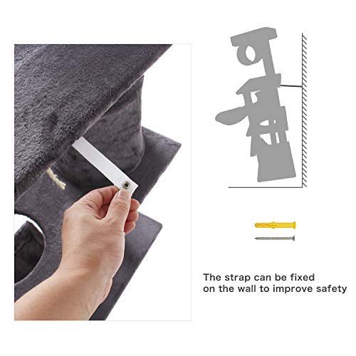 Grandma Shark Árbol Rascador para Gatos, Casas de Juego y Lugares de Descanso para Gatos (H: 143 cm, Negro)