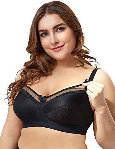 Gratlin Sujetador de Lactancia Premamá Encaje sin Aros con Relleno Suave Negro 110E