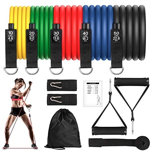 GRDE Bandas Elasticas Musculacion, 12PCS-Gomas Elasticas Fitness 100% Látex Natura con 5 Diferentes Niveles Antideslizante Y Duradero Adecuado Mujer Hombre Piernas Glúteos Brazo Ejercicios
