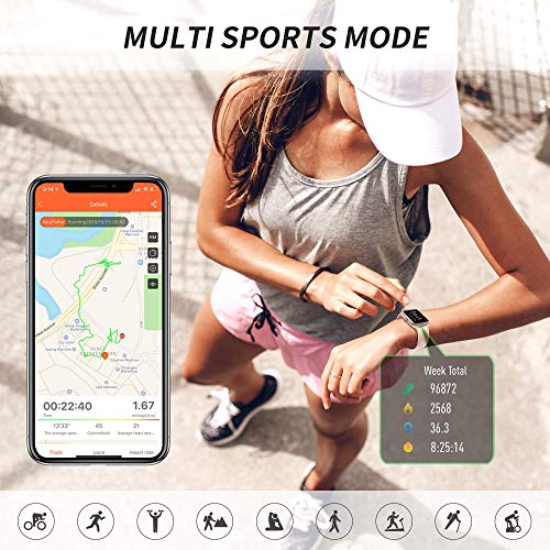 GRDE Reloj Inteligente Mujer, Smartwatch Hombre con Monitoreo del (Pulsómetro/Cardíaco/Sueño) Reloj 5ATM Impermeable con Podómetro Caloría GPS, Relojes con Despertador y Cronómetro para iPhone Xiaomi