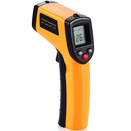 GRDE Termómetro Infrarrojo Pistola de Temperatura Industrial Digital Sin Contacto Infrarrojo con Pantalla LCD Alta Exactitud, Grado Centígrado ℃ y Fahrenheit ℉, GM320, -50~380℃ (-58~716℉)