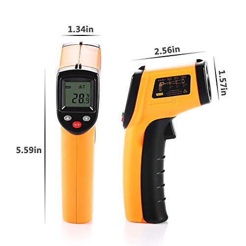 GRDE Termómetro Infrarrojo Pistola de Temperatura Industrial Digital Sin Contacto Infrarrojo con Pantalla LCD Alta Exactitud, Grado Centígrado ℃ y Fahrenheit ℉, GM320, -50~380℃ (-58~716℉)