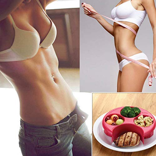 Greatangle Medida de comida portátil Placa de control de porción Perder peso Herramienta Control de porción de comida Cocina Placa de porción de comida Control de dieta rojo