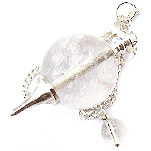 Green Cross Toad Péndulo esférico para radiestesia y sanación en Cristales de Piedra Semipreciosa Genuina (Cristal De Roca)