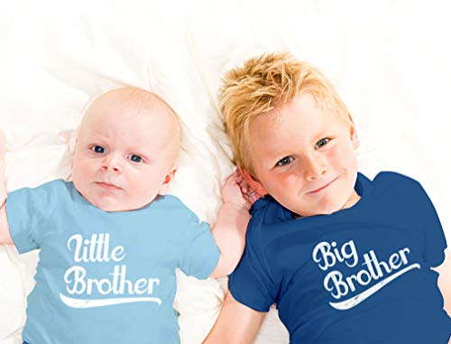 Green Turtle T-Shirts Regalo para Hermano Mayor, Regalo Hermano Menor, Bebé Recién Nacido - Big Brother Little Brother Azul 3/4 Años 104cm / Menor Celeste 0-3 Mes