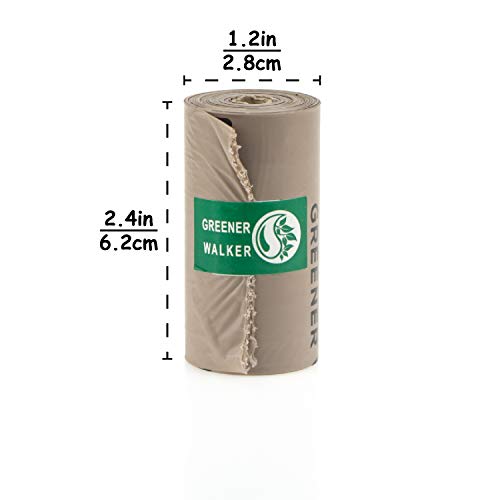 Greener Walker Bolsas para Excrementos de Perro,540 Unidades,Extra Grueso,Fuerte y 100% a Prueba de Fugas Biodegradable Bolsas para Caca de Perro(Marrón)