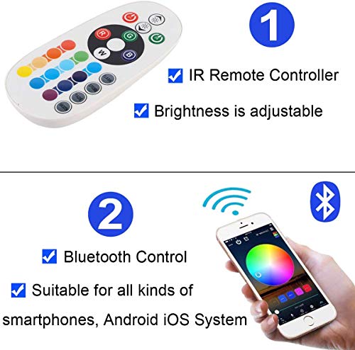 GreenSun Tiras LED 20M 5050 RGB Tiras de Luces LED, Tira de luces de exterior Control de bluetooth luces decorativas de exterior para Navidad, jardín, Partido