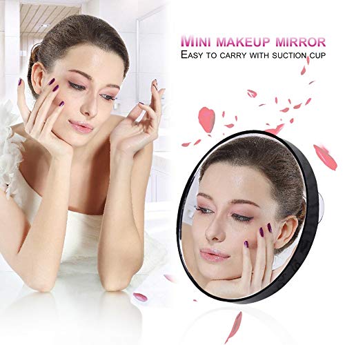greenwoodhomer Vanity Espejo de maquillaje 5X 10X 15X Espejo de aumento con dos ventosas herramientas cosméticas mini espejo redondo espejo de baño