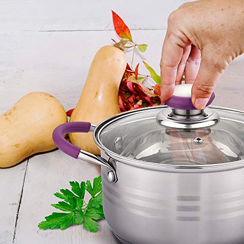 GRIDINLUX. Batería de cocina. 8 piezas de Alta Gama, Resistente. Acero Inoxidable, Material Alta Calidad, Set Antiadherente, Asas Silicona, Juego Cacerolas Resistentes, Todo tipo de Cocinas