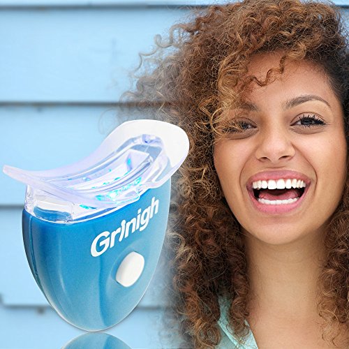 Grinigh luz de Blanqueamiento Dental en Casa Professional con bandeja de boca, Contra Diente Amarillos,Diente Negros,Manchas de Humo,5 tubos LED para el tratamiento de blanqueamiento dental- Azul
