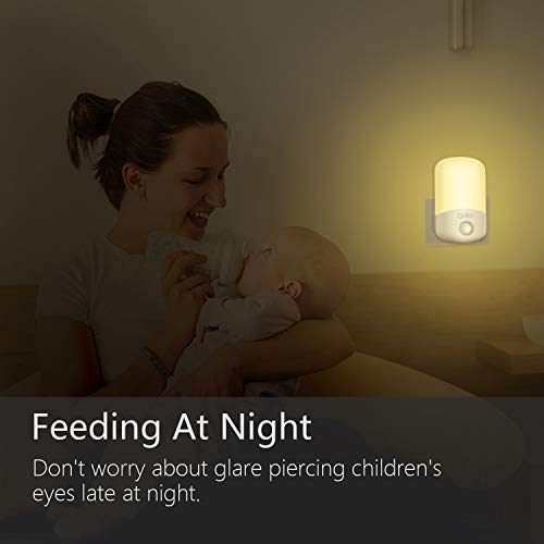 Gritin Luz Nocturna Infantil, [2-Pack] Luz Calida LED Noche con Luz Sensor, Luz Lámpara Quitamiedos Infantil con Enchufe, Ahorro de Energía Luz para Habitación Bebé, Pasillos, Dormitorio, Sala etc.