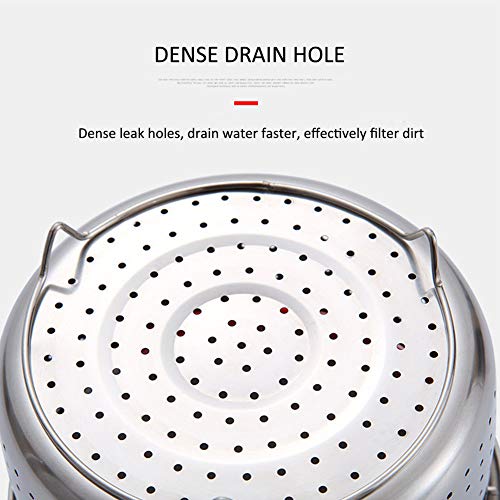 Grneric Cesta de Vapor de Acero Inoxidable Cestillo Multiusos Cesto de Limpieza de Frutas con Mango de Silicona Vaporera Antiquemaduras para La Cocina, Olla a Presión, Olla de Cocer Arroz (3 Cuartos)