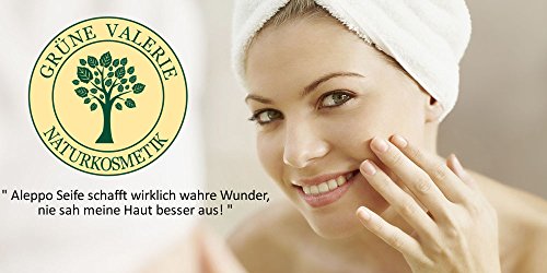 Grüne Valerie® Jabón original de Alepo 200g+ 70% / 30% aceite de laurel/aceite de oliva - jabón para el cabello/jabón de ducha Valor PH 8 Detox, hecho a mano - más de 6 años madurado,