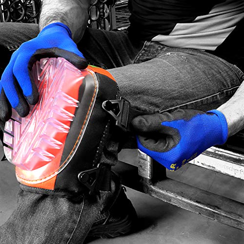 GRÜNTEK Rodilleras de Trabajo Profesional SOFT GEL. Rodillera Con 2 Bandas, Cierre con CLIP. Para Solador, Albañil, Jardinero