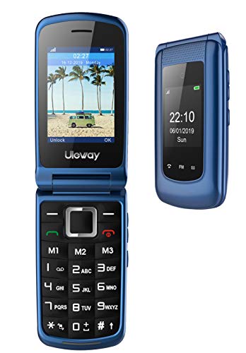 gsm Teléfono Móvil Simple para Ancianos con Teclas Grandes,SOS Botones,ácil de Usar telefonos basicos para Mayores (Azul)