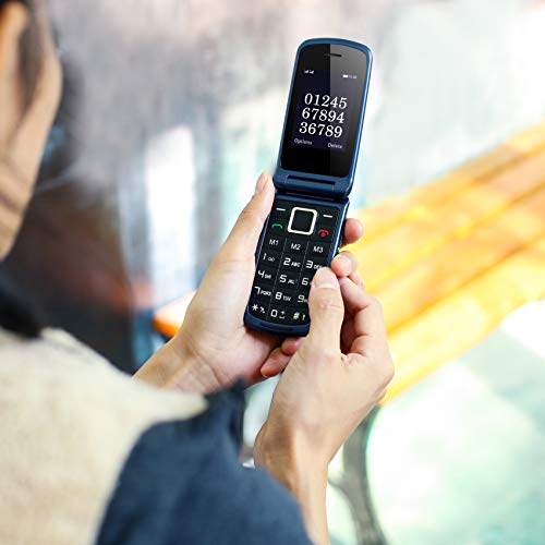 gsm Teléfono Móvil Simple para Ancianos con Teclas Grandes,SOS Botones,ácil de Usar telefonos basicos para Mayores (Azul)