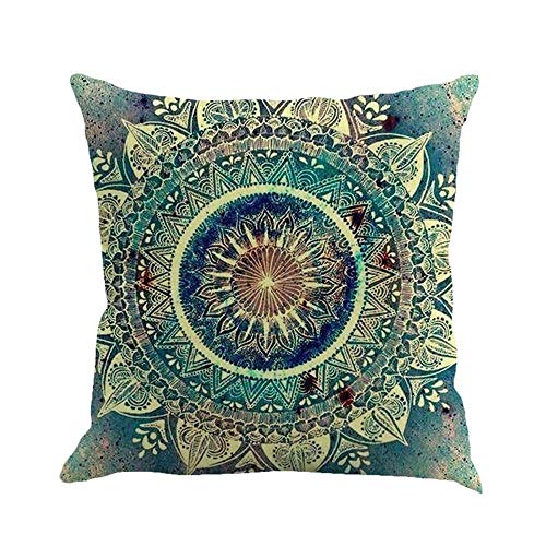 Gspirit 4 Pack Retro Mandala Bohemia Algodón Lino Throw Pillow Case Funda de Almohada para Cojín 45x45 cm
