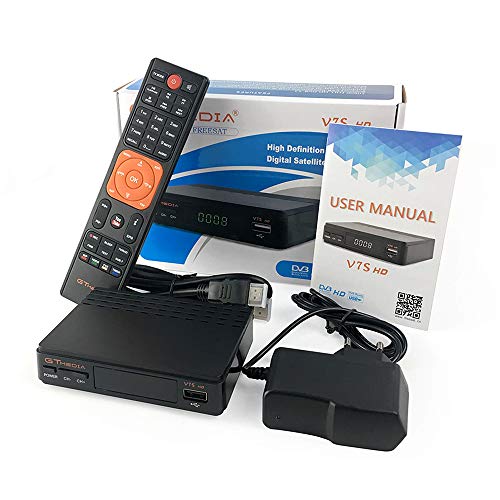 GT Media V7S HD DVB-S2 El Receptor de TV Satelital Incluye USB WiFi Incorporado FTA 1080P Full HD Compatible con CC Am, Newcam, PVR, Youtube, PowerVu, Dre y Biss Clave