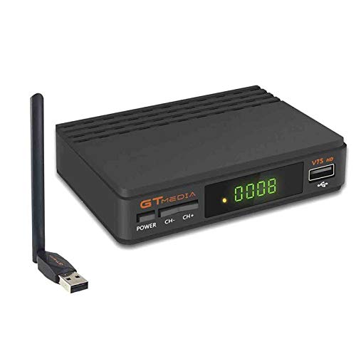 GT Media V7S HD DVB-S2 El Receptor de TV Satelital Incluye USB WiFi Incorporado FTA 1080P Full HD Compatible con CC Am, Newcam, PVR, Youtube, PowerVu, Dre y Biss Clave
