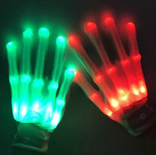 Guantes LED, Guantes de Mano Esqueleto Rainbow Flash 5 Modos de 6 Colores Que Brillan para Festivales/Halloween/Navidad/Noche de Hogueras/Fiesta/Juegos/Regalo,Niños (5-10 años Arco Iris)