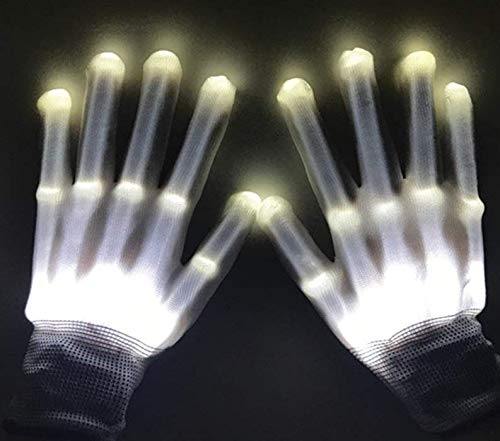 Guantes LED, Guantes de Mano Esqueleto Rainbow Flash 5 Modos de 6 Colores Que Brillan para Festivales/Halloween/Navidad/Noche de Hogueras/Fiesta/Juegos/Regalo,Niños (5-10 años Arco Iris)