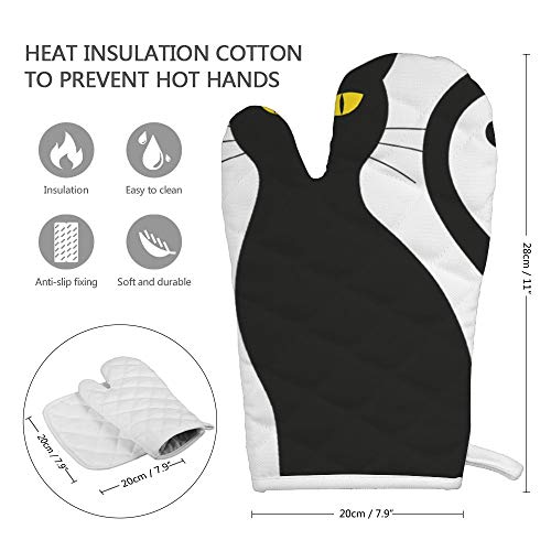Guantes negros con ojos dorados, guantes de horno para el hogar, guantes de microondas, guantes de barbacoa, cocinar, hornear, guantes resistentes al calor, combinación
