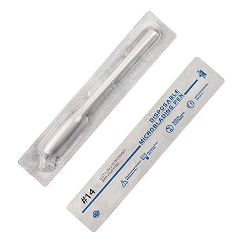 Guapa 10 unids plumas Microblading desechables manuales con la aguja de la cuchilla 12Pin 14Pin 17Pin 18U-forma el bordado permanente del maquillaje Handpiece (14pins)