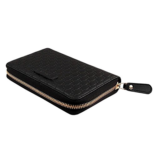 GUCCI microguccissima Cartera De Piel Redondo Cremallera Cartera Negra 449391 bmj Mochila 1G 1000