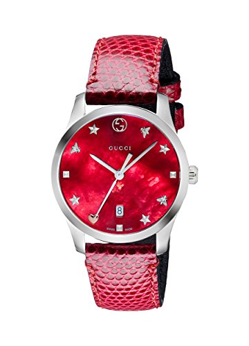 Gucci Reloj Análogo clásico para Mujer de Cuarzo con Correa en Cuero YA126584
