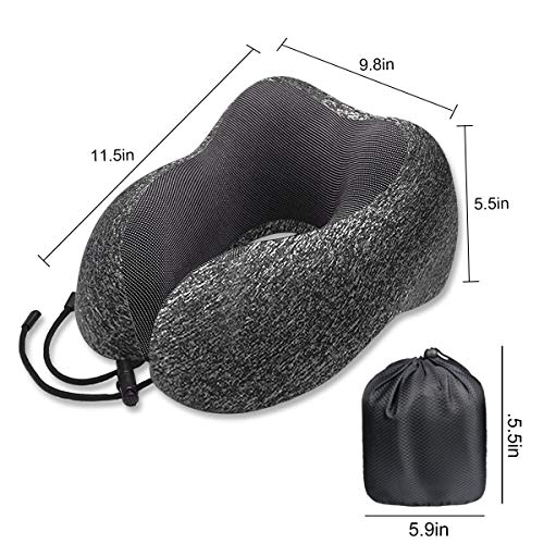 Guenx Almohada de Viaje, Avión Almohada Cervical | Almohada Ortopédica Cervical | Cojin Travel Pillow Reposa Cabezas, Kit para Dormir, estándar para avión y hogar （Gray）