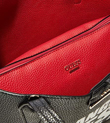 Guess Bobbi Inside out Tote, Bolso Tipo Mujer, Multicolor (Black/Red), 12.5x27x42.5 centimeters (W x H x L)