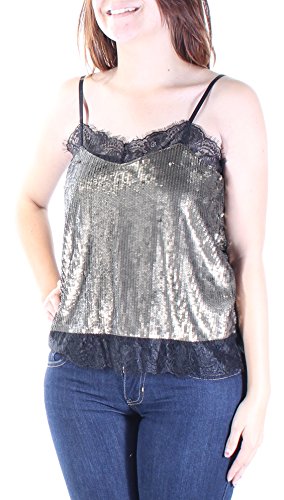 Guess Top camisola con ribete de encaje con lentejuelas para mujer Pequeña Las lentejuelas de oro de la vendimia