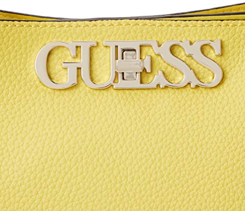 Guess Uptown Chic Turnlock Satchel Bolso Bandolera para Mujer, Amarillo, Talla Única
