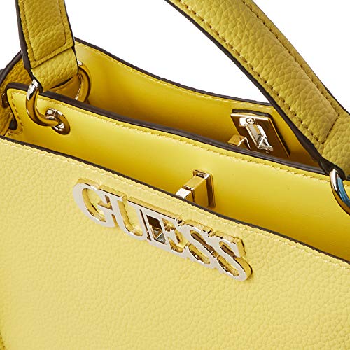 Guess Uptown Chic Turnlock Satchel Bolso Bandolera para Mujer, Amarillo, Talla Única