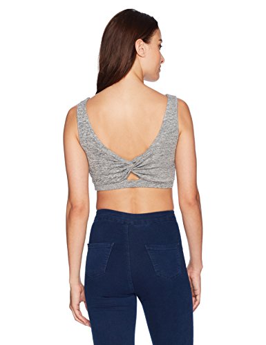GUESS Women's Sleeveless Layla Twist Back Crop Top, Heather Light Grey, L