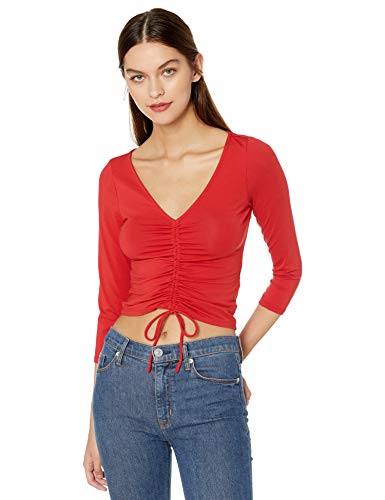 GUESS Women's Three Quarter Sleeve Erie Ruched Top