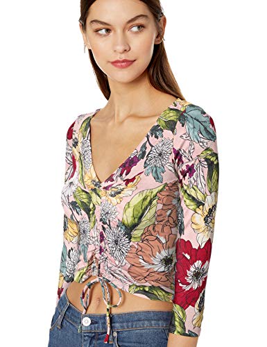 GUESS Women's Three Quarter Sleeve Erie Ruched Top