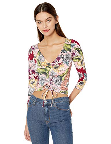 GUESS Women's Three Quarter Sleeve Erie Ruched Top