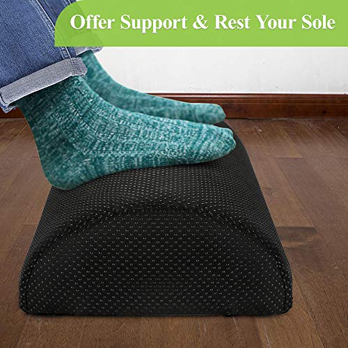Guiffly Reposapiés Debajo del Escritorio, Esponja de Alta Densidad Cojín ergonómico del reposapiés, Almohada para los pies para Mejorar la Postura y aliviar el estrés en la Oficina y el hogar (Negro)